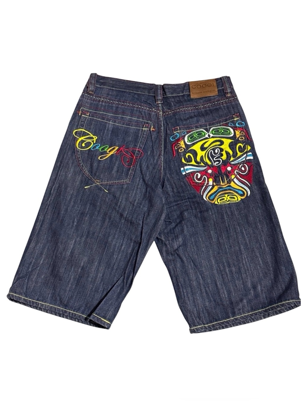 Vintage Y2K COOGI Mens Denim Shorts W36 Embroidered Logo Pockets Baggy Fit